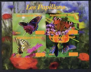 Chad 2014 Butterflies #1 imperf sheetlet containing 4 val...