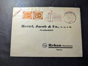 1953 West Germany Cover Berlin SW11 to Rehau Oberfranken Bavaria Hertel Jacob Co