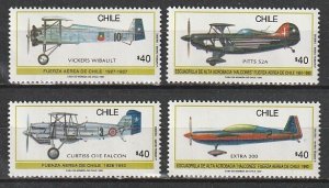 1990 Chile - Sc 878-881 - MNH VF - 4 single - National Air Force