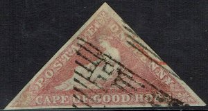 CAPE OF GOOD HOPE 1855 TRIANGLE 1D PERKINS BACON PRINTING USED