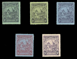 Barbados #175-179 Cat$67.75, 1925-35 1sh-3sh, five high values, hinged