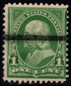 1898 US Scott #- 279 1 Cent Benjamin Franklin Silent Precancel Used