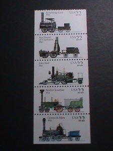 ​UNITED STATES-1987-SC#2362-6 LOCOMOTIVES-TRAINS -MNH BLOCK VERY FINE