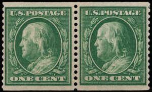 US #387 SCV $1000.00 VF mint never hinged, Pair, good margins, fresh, SELECT!