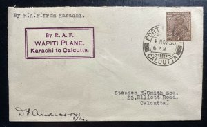 1930 Karachi India RAF Demonstration Flight cover To Calcutta Wapiti Plane Sign