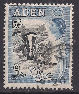 Aden 1953 - 63 QE2 5/-d Crater Pass used SG 68 ( G1412 )