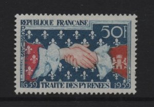 France   #932  MNH  1959  Treaty of the Pyrenees