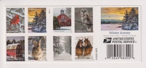 U.S.: Sc #5532-41, Winter Scenes, Forever, MNH, Booklet of 20