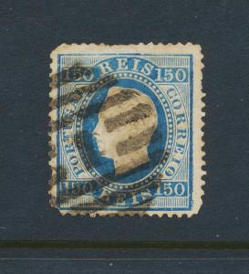 PORTUGAL 1870, 150Rs BLUE PERF 13½, USED Sc#47b CAT$300 (SEE BELOW)