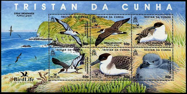 HERRICKSTAMP TRISTAN DA CUNHA Sc.# 808 Birdlife International 2007 M/S of 6