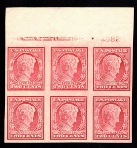 MOMEN: US STAMPS #368 INTACT PLATE BLOCK OF 6 MINT OG NH VF+ LOT #91926