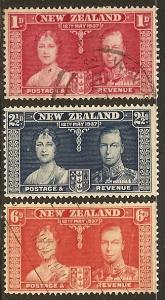 NEW ZEALAND  223-25 Used 1937 Coronation