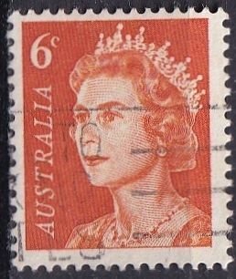 Australia 401A (used) 6c Queen Elizabeth II, org (1970)