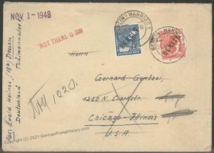 Germany 1948 West Berlin Black Overprint Cover Chicago Not There Unclaime 104060