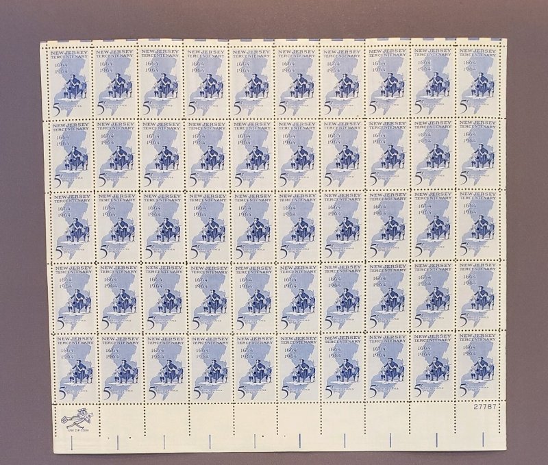 1247, New Jersey Tri, Mint Sheet, CV $30.00