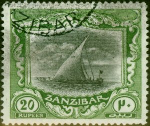 Zanzibar 1913 20R Black & Green SG260b Fine Used