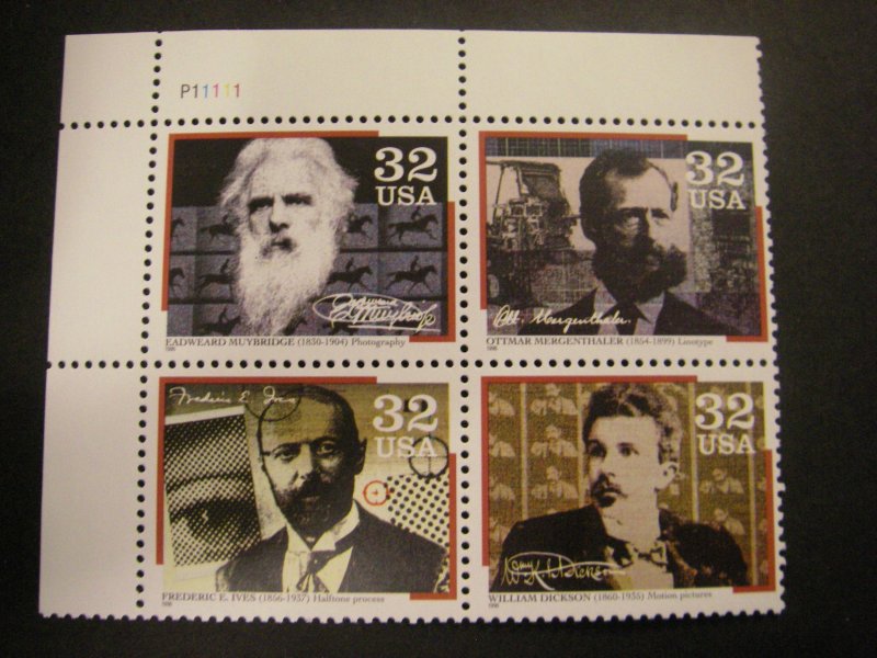 Scott 3064a, 32c Pioneers of Communication, PB4 #P11111 UL, MNH Commemorative