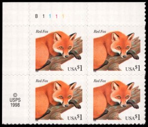 US #3036 RED FOX MNH UL PLATE BLOCK #B1111