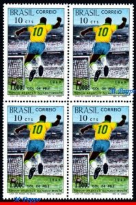 1144 BRAZIL 1969 - 1,000th GOAL BY PELE, SOCCER FOOTBALL, MI# 1238, BLOCK MNH