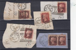 GB QV 1858 1d Red Collection On Piece With Good Postmarks SG43/44 BP9901