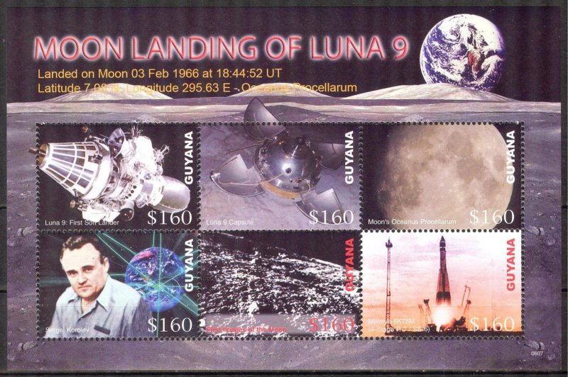 Guyana 2006 Space Moon Landing of Luna 9 Sheet MNH