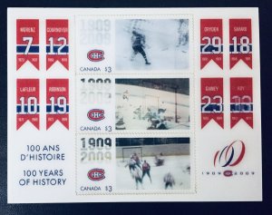 Canada #2340 $3.00 Montreal Canadiens - 100 Years Souvenir Sheet. MNH