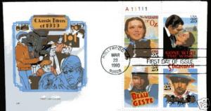 2445-48 Classic Films Farnam, HF, plate block,  FDC