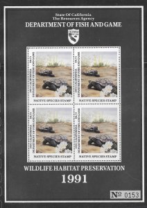 1991 MNH California Native Species Stamp Souvenir Sheet (16705)