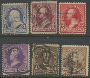 US Sc#219-223 1890 1c-5c ABN Small Size Avg-Fine and Generally Sound Used