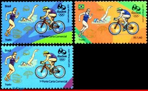 E17 BRAZIL 2015 OLYMPIC GAMES, RIO 2016, TRIATHLON, STAMPS 2nd & 4th SHEET, MNH