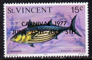 St Vincent 1977 Fish 15c with black Carnival overprint er...