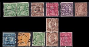 US 597-606, Used Set of Coil Stamps