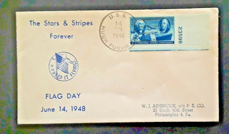 1948 USS Hugh Purvis DD 709 To Philadelphia PA Flag Day June 14 1948 Cover