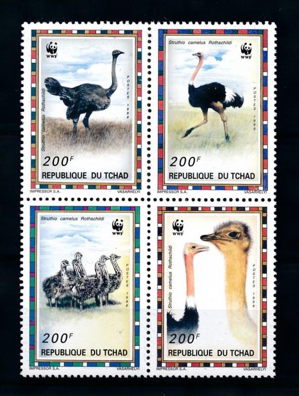 [79141] Tchad 1996 Birds Vögel Oiseaux Ostrich WWF  MNH