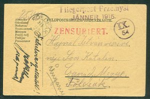 .AUSTRIA/HUNGARY,  1915 “Fliegerpost Przemysl”, Flight No. 9, yellow card