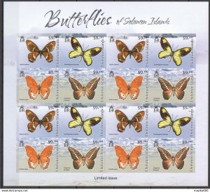 LS0926 IMPERF 2012 SOLOMON ISLANDS BUTTERFLIES FAUNA #1451-54 ! UNIQUE SH MNH