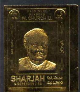 Sharjah 1972 (?) Churchill 4r imperf embossed in gold foi...