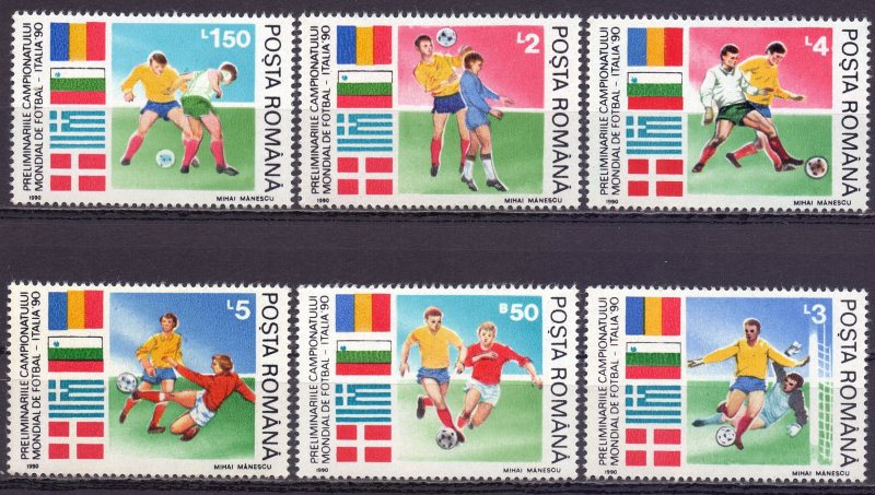 Romania. 1990. 4586-91. Football. MNH.