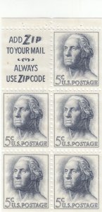 Scott# 1213c - 5c blue gray - perf 11x10.5 -  booklet pane of 5 + label -