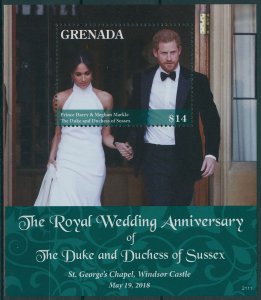 Grenada 2021 MNH Royalty Stamps Prince Harry & Meghan Royal Wedding Anniv 1v S/S