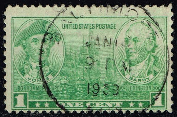 US #790 John Paul Jones and John Barry; Used (0.25)