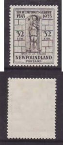 Newfoundland-Sc#225- id30-unused og hinged 32c Gilbert statue-1933-