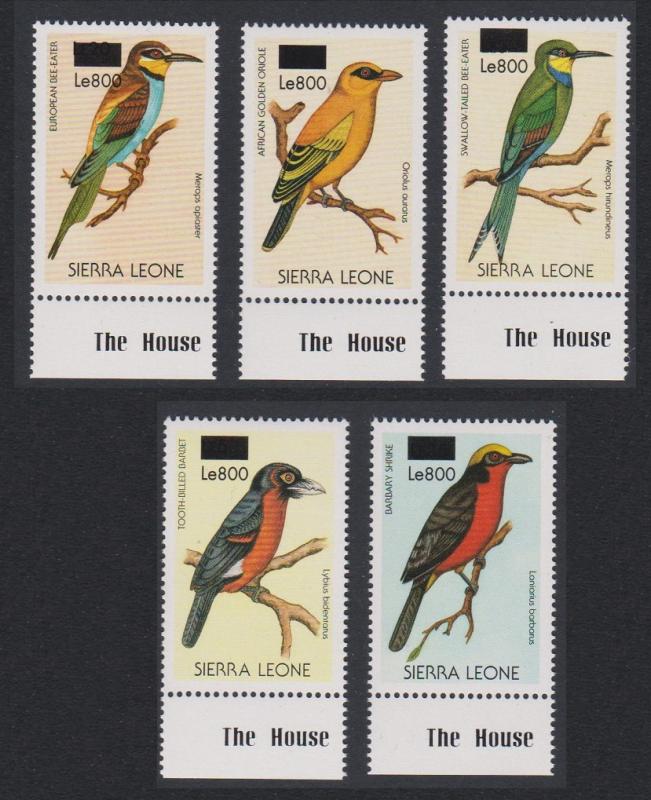 Sierra Leone Birds 5v overprint Bottom Margins with imprints RARR MI#5013-5017