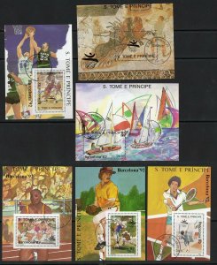 Thematic stamps St.Thomas & Prince 1989 olympics 92 SET 6 M/S mI.bL.195/200 used