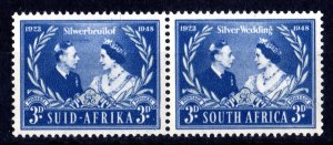 South Africa 1948 Sc#106 SILVER WEDDING GEORGE VI-ELIZABETH Pair MNH