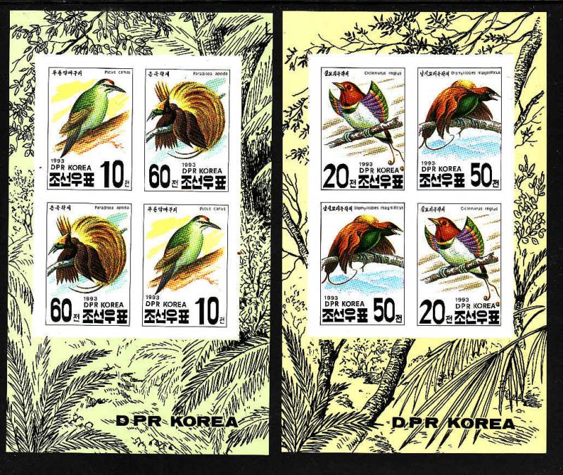 Korea-Sc#3219a-20a-two unused NH imperf sheets-Birds of Kore