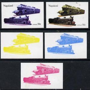 Nagaland 1974 Locomotives 50c (Rhodesia) set of 5 imperf ...