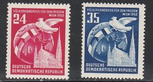 Germany DDR # 118-119, Globe, Dove & Cathedral, Mint NH, 1/2 Cat.