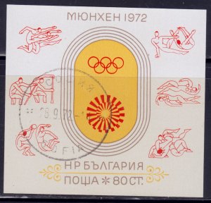 Bulgaria, 1972, Olympic Games - Munich, Minisheet, #2040, cto,++