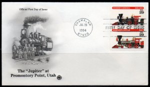 United States 2843-44 - FDC - 29c Steam Locomotives (Pair) (1994) (cv $3.50)